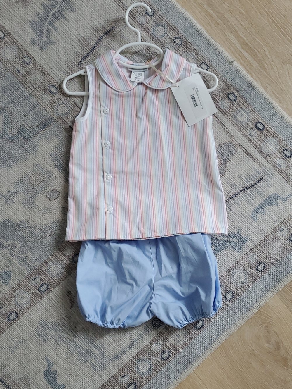 NWT The Bubble Bee Girls Striped Pastel Dress Top With Bloomers Sz24m
